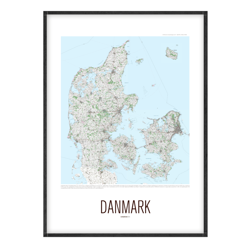 DANMARKSKORT PLAKAT FARVE Creative Dot